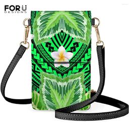 Shoulder Bags FORUDESIGNS Women Hawaiian Plumeria Printed Phone Bag Lady Pouch Card Holders Girl Handbag Clutch Purse 2024