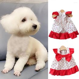 Dog Apparel Adorable Red Polka Dot Princess Dress Ins Style Sweet Bowtie For Dogs And Cats Spring Summer Pet Supply