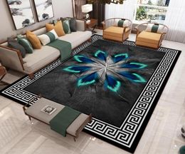 RULDGEE Modern New Chinese Style 3D Printed Carpet Living Room Sofa Coffee Table Light Luxury Blanket Home Bedroom Full Bed Mat1768774