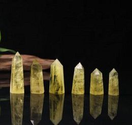 Natural Citrine Crystal Tower Arts Ornament Mineral Chakra Healing Wands Reiki Energy Stone Sixsided Quartz Point Pillar Magic Wa7555039