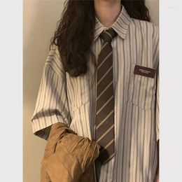 Women's Blouses Vintage Striped Women With Tie Harajuku Oversized Loose Preppy Tops Japanese Summer Fashion Long Sleeve Shirts