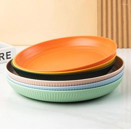 Plates 4Pcs 20cm Lightweight Unbreakable Wheat Straw Deep Dinner Plate For Kids Toddler Adult Dishwasher Microwave Safe