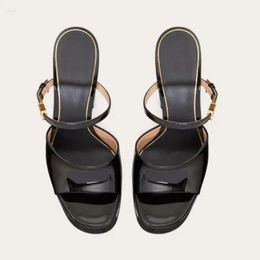 Square High Summer Sandals Woman Fashion Heel Sandal Slippers Peep Toe Buckle Ankle Strap Female Platform d84