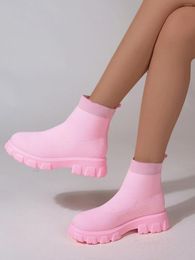 Boots Large Size Socks For Women Spring Autumn Mesh Breathable Candy Color Sponge Cake Thick-soled Women's Shoes