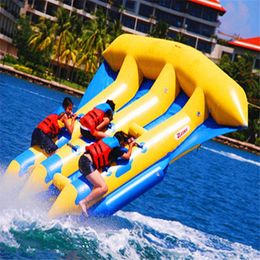 wholesale 4mLx3mW (13.2x10ft) 6 seats more color option water fun inflatable flying fish surfing manta ray towables flyfish 3 tubes