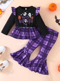 Clothing Sets Cute Toddler Baby Boy Halloween Costume Set Long Sleeve Cartoon Print Top Flare Pants Autumn Outfit