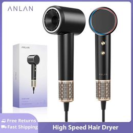 Hair Dryers ANLAN high-speed hair dryer XF-005 low noise 100 million negative ion hair care magnetic nozzle 120000 RPM hair styling tool Q240522