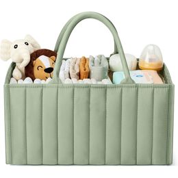 New Portable Cotton Mommy Nappy Bag Soft Cute Baby Diaper Caddy Basket Stylish Green Diaper Caddy Organizer Storage Bin For Newborn
