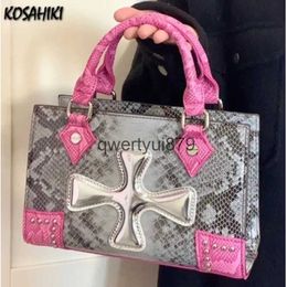 Totes Y2k Fashion Casual Womens Top Class Handbag Cross Contrast Coloured Snake Pattern Mini Square Bag Novice Body H240523