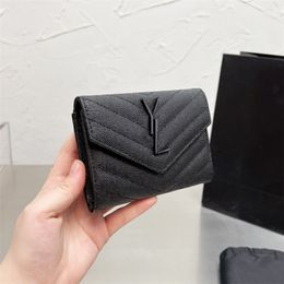 Quilted Leather Small Envelope Wallet Men Womens Designer Wallets Luxury Brand Cardholder y Coin Pocket matelasse Purse MINI Bags Card 298Q