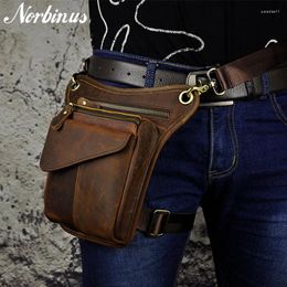 Waist Bags Norbinus Men's Genuine Leather Messenger Shoulder Bag Travel Motorcycle Riding Fanny Pack Male Cowhide Thigh Drop Leg