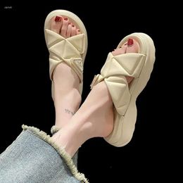 Strap Elegant Summer Sandals Cross Women's and Minimalist Thick Sole Versatile Slippers for Women Comfortable Non-slip Slides 61 85a Comtable