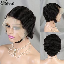 Short Wigs 13x4 Front Lace Wig Human Hair For Women Frontal Brazilian Finger Wave Pixie Cut Brazilain Remy