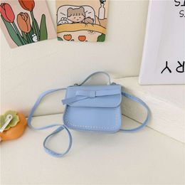 Cute Bow Children's Shoulder Bag Simple Girls Leather Small Coin Purse Crossbody Solid Colour Kids Handbags Messenger Bags