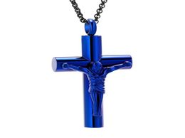IJD11129 Jesus Cremation Pendant Blue Colour Women Gift Necklace Waterproof Ashes Keepsake for your Loved One Stainless Steel Jewelry5366622