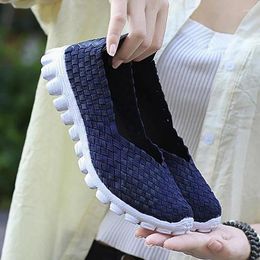 Casual Shoes Hand-knitted Women's Elastic Hollow Out Be All-match Light Sneakers Comfortable Breathable Loafers