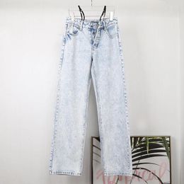 Women's Jeans High Waist Pants 2024 Summer Diamond Sexy Wide Leg Denim Female