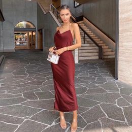 Casual Dresses BKLD Halter Dress 2024 Sexy Lace-up Backless Party Summer Clothes For Womens Fashion Red Strap Drawstring Ruched