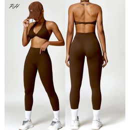 Lu Yoga Align 2PCS Yoga Set Nude eeling Sets Women Tracksuit Gym Push Up iess Running Workout Sportwear Sport Bra eggings Suit LL Lemon Gy