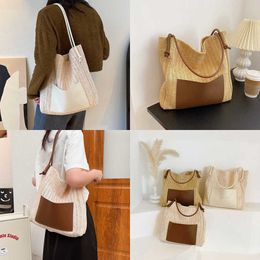 Ladies Summer Evening Beach Bags Forest Style Vacation Woven Tote Bag Ins Trendy Grass Large Capacity One Shoulder Casual