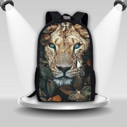 Backpack Coloranimal Retro Oil Painting Lion Forest Print Ladies Large Capacity Leisure Summer Breathable Student Cute Schoolbag