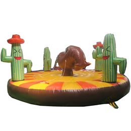 wholesale Hot sales PVC Inflatable rodeo Bungee bull manual riding game with Circular mattress for kids sports game