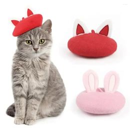 Dog Apparel British Style Wool Cap Designer Cat Ear Shape Beret Hat Pet Headwear Warm Headgear Mini Decorative Cute Party