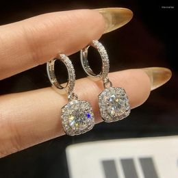 Hoop Earrings Stylever 1CT Classical Real Moissanite Diamond For Women 925 Sterling Silver Engagement Wedding Fine Jewelry