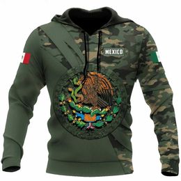 Men's Hoodies Sweatshirts Hoodie Mexican flag 3D printed camouflage sports shirt Mens hoodie Super Dalian hoodie Fashion childrens pull-up sports shirt Q240522