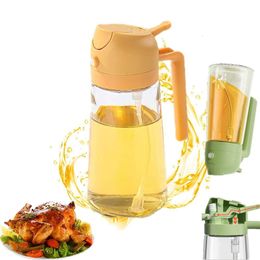 Glass & Dispenser, Kitchen Spray, 2 In 1 and Sprayer, Olive Sprayer Cooking, Oil Dispenser Bottle for kitchen (Orange)