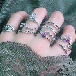 Cluster Rings Summer 10pcs/set Crystal Set For Women Flower Bohemian Punk Female Midi Finger Ring Jewellery Anillos Bijoux