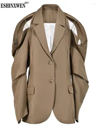 Women's Suits Eshin Off Shoulder Chain Big Size Blazer Women Lapel Long Sleeve Loose Fit Jacket Fashion Tide Spring Autumn 2024 XF1820