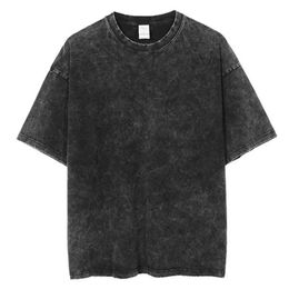 Washed T Shirt for Men Cotton Loose Crew Neck Oversized T-Shirt Mens Korean Y2K Casual Vintage Short Sleeve Tee 240521