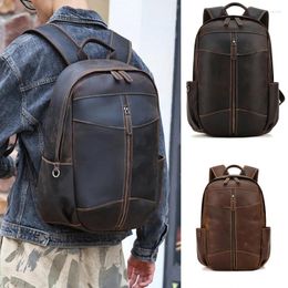 Backpack Vintage Genuine Leather For Men School Bag Overnight Weekender Camping Daypack Rucksack