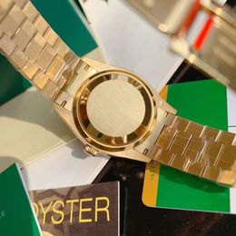 2024 Originalbox -Zertifikat 18K Gold Präsident männliche Uhren Tag Datum Diamonds Green Dial Watch Männer Edelstahl Lünette Automatische Armbanduhr 41mm