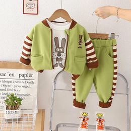 Clothing Sets Kids Boutique Clothes 2024 Spring Autumn Baby Boys And Girls Fashion Cartoon Cardigan Coats T-shirts Pants Outfit Set