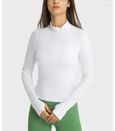 Men's Vests Lemon Women's Long Sleeve Top Gym Shirts Yoga Fitness Sport Women Clothing Sportswear Half Zip Elastic Force Blouse Jacket