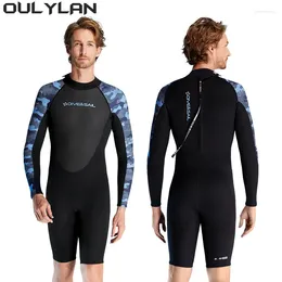 Women's Swimwear Oulylan Snorkeling Swimming Surfing Wet Suits Neoprene Wetsuit 2MM Shorty Men Front Zip Long Sleeves Diving Suit For