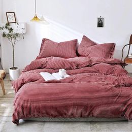 Bedding Sets Knitted Set Stripe Duvet Cover Bed Sheets Pillowcase Linen Nordic For Home Luxury Japan Style Bedsheet