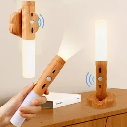 Wall Lamp Wood LED Night Light Magnetic Motion Sensor Interior Kitchen Cabinet Closet USB Bedside Lighting