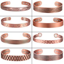 Bangle Pure copper magnetic mens arthritis adjustable magnet womens cuff treatment healthy energy bracelet direct shipping/wholesale Q240522