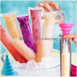 Ice Cream Tools Disposable Popsicle Mold Bags Bpa Zer Tube With Zip Seals Yogurt Sticks Juice Fruit Smoothies Bag Drop Delivery Otnab