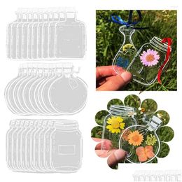 Gift Wrap 20/30Pcs Creative Transparent Dried Flower Bookmarks Handmade Diy Herbarium Page Clips Reading Mark Glasre Shape Stickers Dh3Yt