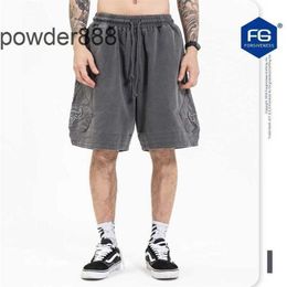 Fg Mens Wear Kanyess2024 Spring/summer New Trendy Brand Washed Old Cow Head Embroidered Casual Basketball Sports Pants