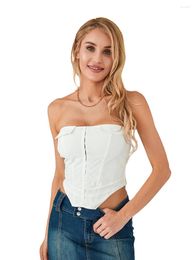 Women's Tanks Women Y2K Sexy Strapless Tube Top Sleeveless Solid Back Zipper Bandeau Tops