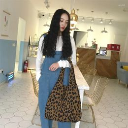 Evening Bags Women Casual Shopping Bag Fashion Zipper Corduroy Handbag For Girl 2024 Leopard Print Large Eco Reusable Shopper