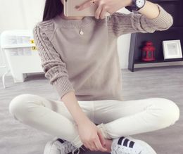 Whole2016 new fashion women Autumn winter thick knitted shirt girls pullover sweater female long sleeve oneck clothing basic3784139