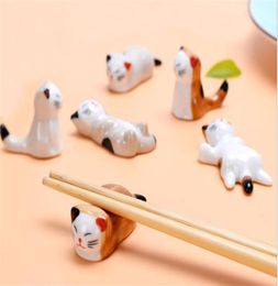 Table Decoration Accessories Ceramic Cute Cat Chopsticks Rest Rack Dinner Spoon Stand Knife Fork Holder Kitchen Home XB13905542