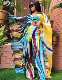 Party Dresses 2024 Summer African Clothes For Women Dashiki Fashion Long Dress Set Tops Pants Suits Kaftan 2199#