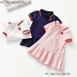 キッズガールドレスラペルカラー刺繍半袖ドレス幼児の女の子服夏の女の赤ちゃんデザイナー服ade 4fd